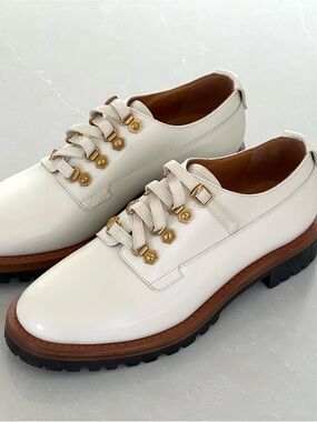 Dior Paris Oxford Derbies Ivory Lug-Sole with Gold Hardware NEW US 6.5